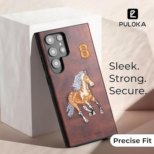 PULOKA - Mobile Cover Compatible for Samsung S25 Ultra - Horse Embroidery - Sleek & Stylish - Protective & Anti Scratch Phone Cover Vegan Leather Back Case - Men & Women - Santa Barbara Polo (Brown) - Image 2