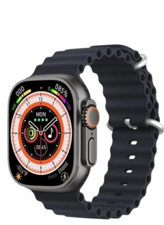 K8 Ultra Max Smart Watch with 2.05 inch Screen, Wireless Charging Bluetooth Calling, Heart Rate Tracking, Sports Features (Black)