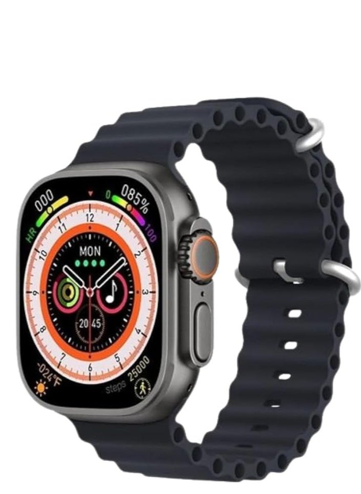 Generic - K8 Ultra Max Smart Watch with 2.05 inch Screen, Wireless Charging Bluetooth Calling, Heart Rate Tracking, Sports Features (Black) - Image 1