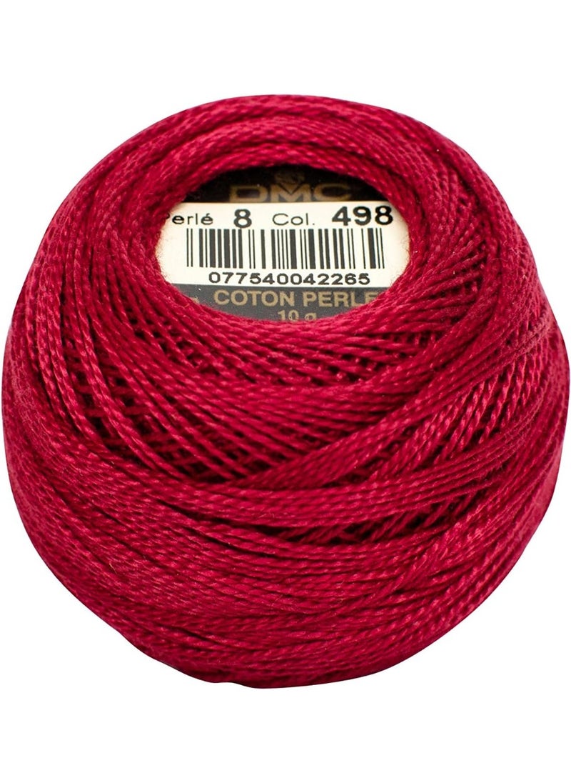 DMC DMC 116 8-498 Pearl Cotton Thread Balls, Dark Red, Size 8 