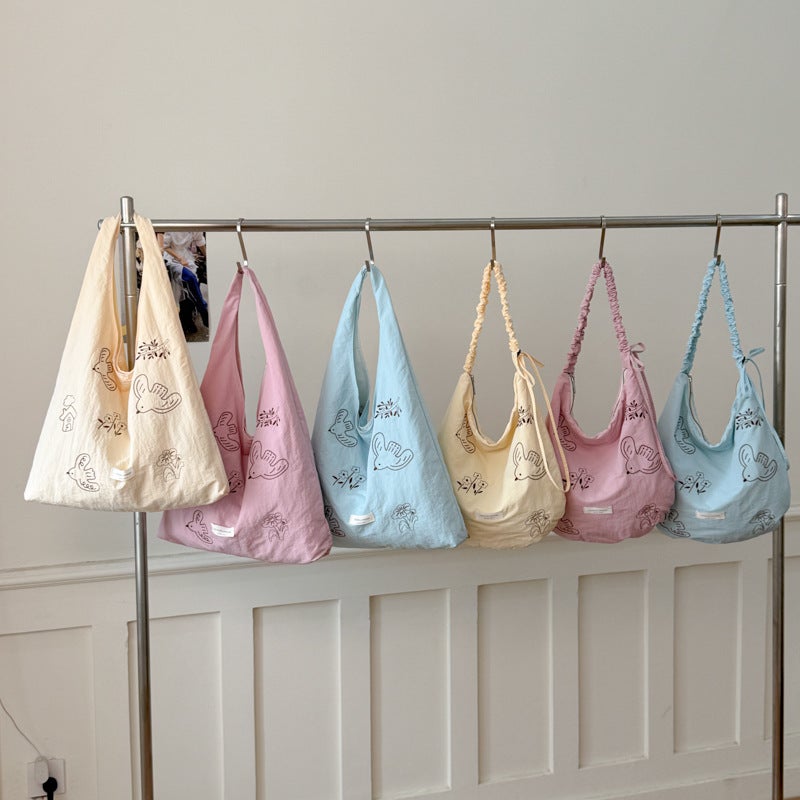 Cartoon Embroidered Nylon Shoulder Bag - Image 2