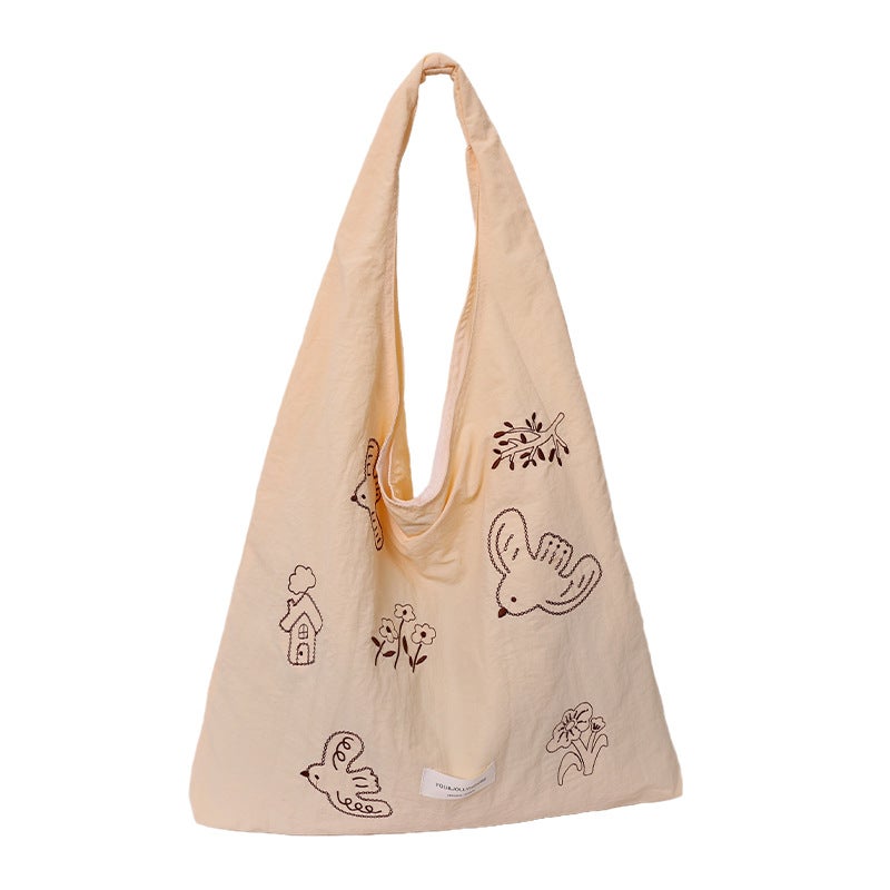 Cartoon Embroidered Nylon Shoulder Bag - Image 5