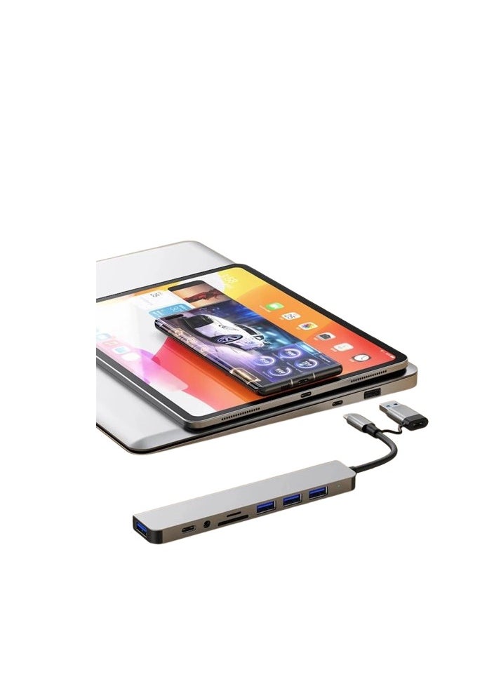 8-in-1 USB 3.0 Hub Ultra-Slim Aluminum Multi-Port Adapter with Data Transfer - Compatible with MacBook/Mac Pro/Mac Mini/iMac/Surface Pro/XPS/PS5/PC for USB Flash Drives & External HDD (Space Gray)  - Image 4