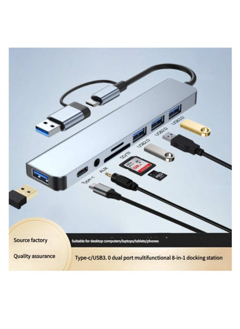 8-in-1 USB 3.0 Hub Ultra-Slim Aluminum Multi-Port Adapter with Data Transfer - Compatible with MacBook/Mac Pro/Mac Mini/iMac/Surface Pro/XPS/PS5/PC for USB Flash Drives & External HDD (Space Gray)  - Image 3