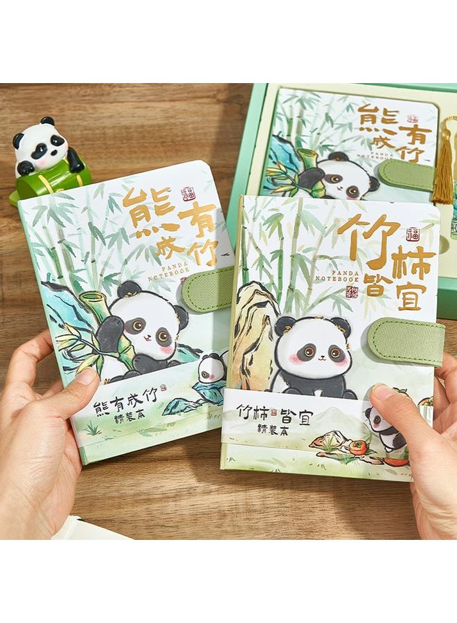 Bluejw Panda Hand Account Book Girl High Beauty Value Award Notebook Creative Gift Birthday Gift Box Suit Student Card - Image 3