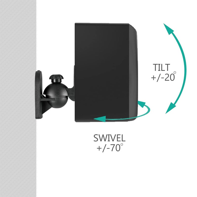 WALI Speaker Wall Mounts, Bookshelf Speaker Wall Mount Brackets, Surround Sound Speaker Mounts, Hold up to 7.7 lbs, (SWM402), 4 Pack, Black - Image 4