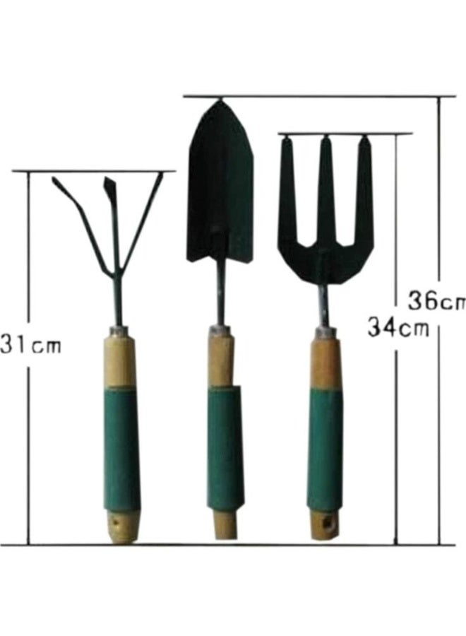 3 Piece Gardening Hand Tool Set – Wooden & Foam Handle Hand Rakes & Forks – Planting Tools for Garden, Balcony, Tubs - Image 2