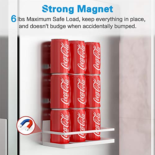 Thipoten Magnetic Spice Rack, Strong Magnetic Shelf with 2 Removable Hooks, Perfect Space Saver for Small Kitchen/Apartment, Awesome Metal Cabinet for Holding Spices, Jars, Salt (White, 2Pack) - Image 2