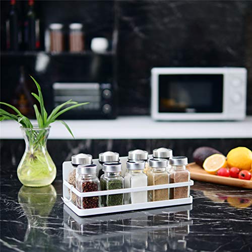 Thipoten Magnetic Spice Rack, Strong Magnetic Shelf with 2 Removable Hooks, Perfect Space Saver for Small Kitchen/Apartment, Awesome Metal Cabinet for Holding Spices, Jars, Salt (White, 2Pack) - Image 3