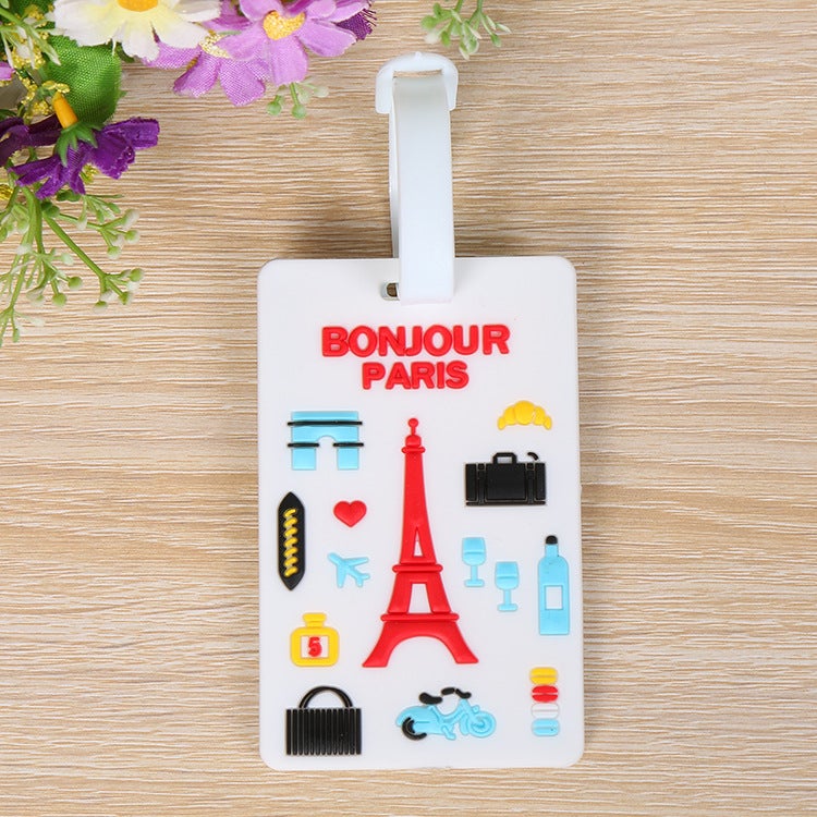Creative PVC Luggage Tags Cartoon Suitcase ID Paris tower 