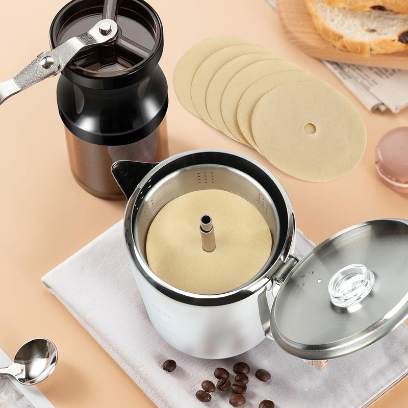 Clinuse Percolator Coffee Filters Clinuse 300 Count, 3.75 Inch Natural Unbleached Disposable Disc Coffee Filter, Round Coffee Filter Paper for Bozeman Percolator Coffee Pot Camping, Home, Office - Image 3