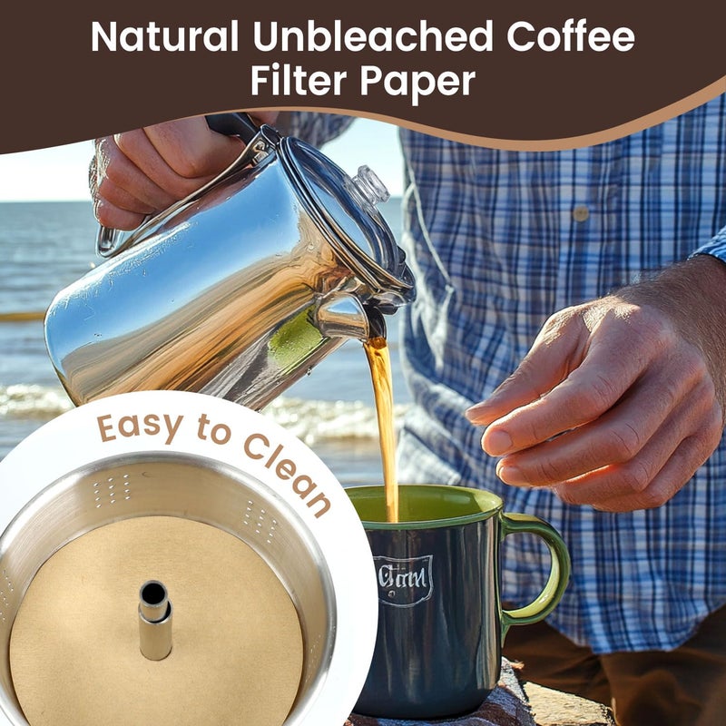 Clinuse Percolator Coffee Filters Clinuse 300 Count, 3.75 Inch Natural Unbleached Disposable Disc Coffee Filter, Round Coffee Filter Paper for Bozeman Percolator Coffee Pot Camping, Home, Office - Image 5