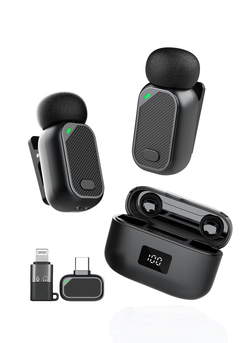 LUCKIER Mini wireless lapel microphone, weighing just 5g, with windshield, compatible with Android/tablets/PCs, featuring a USB-C plug, noise reduction, 30-hour battery life with charging case, lapel microphone for wireless video recording and podcasting. - Image 1