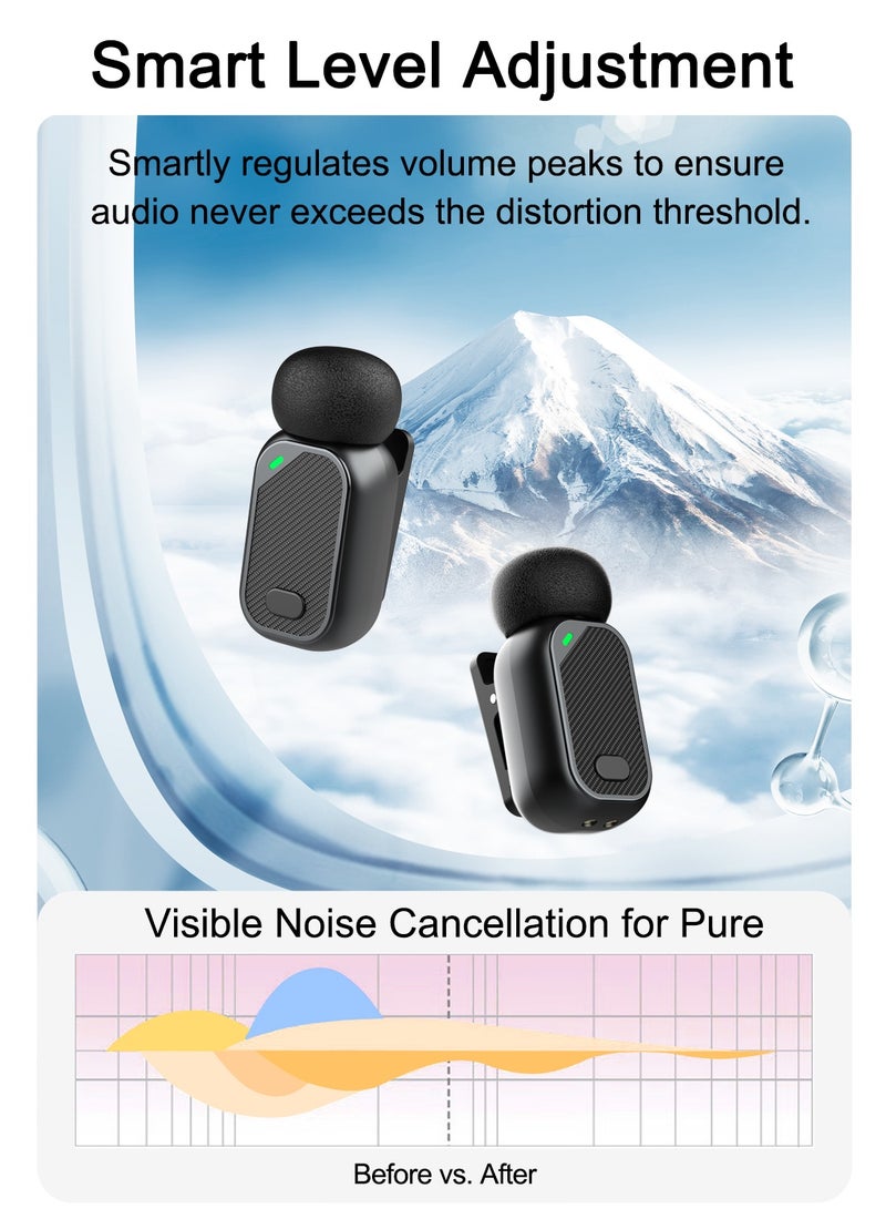 LUCKIER Mini wireless lapel microphone, weighing just 5g, with windshield, compatible with Android/tablets/PCs, featuring a USB-C plug, noise reduction, 30-hour battery life with charging case, lapel microphone for wireless video recording and podcasting. - Image 4