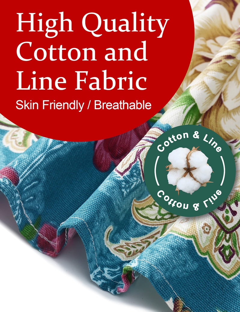 APRONNER Cotton Linen Baking Plus Size Aprons for Women with Pockets Kitchen Cooking Flower of Wealth - Image 4