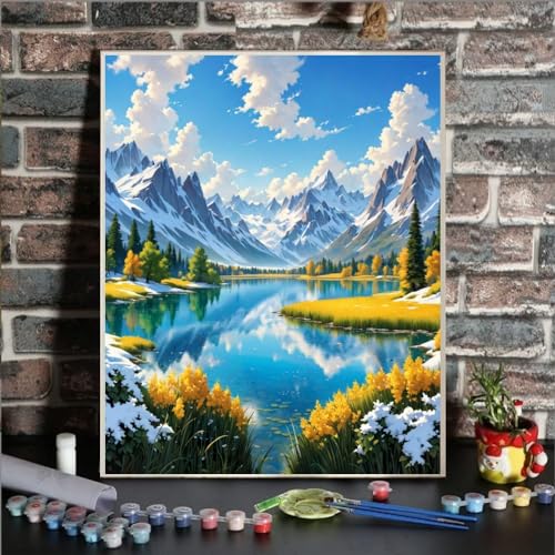ldazao Mountain Paint by Numbers for AdultsLandscape Paint by Number on Canvas Without Frame DIY Forest Scenery Oil Painting for Gift Home Wall Decor16x20inch - Image 3