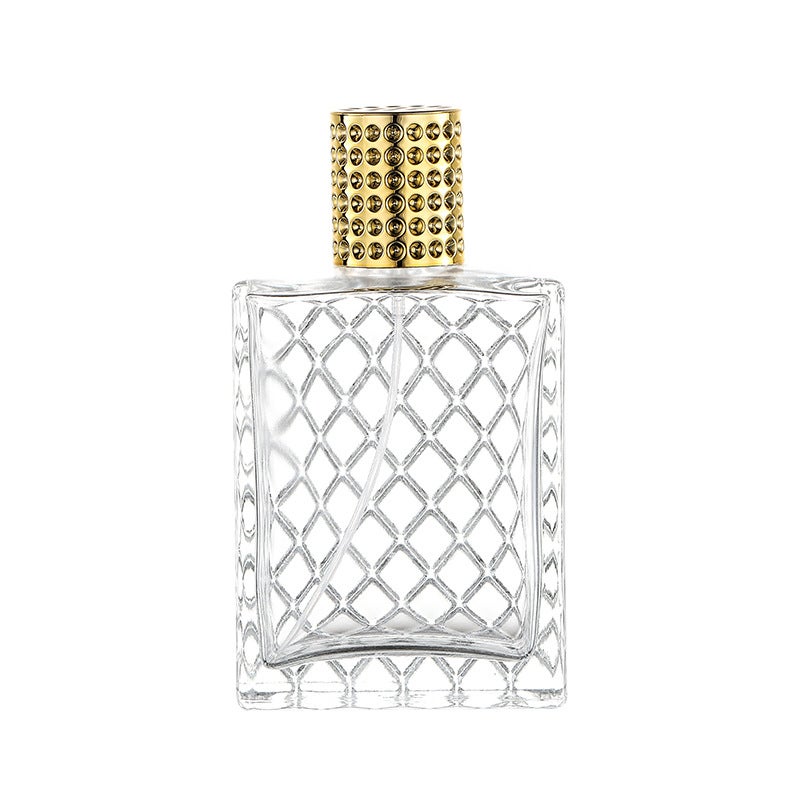 Ready Supply B066-100Ml Mesh Transparent Square Bottle Perfume Bottle Portable Cosmetics Repackaged Glass Empty Bottle - Image 1