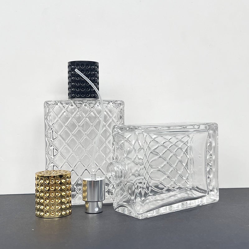 Ready Supply B066-100Ml Mesh Transparent Square Bottle Perfume Bottle Portable Cosmetics Repackaged Glass Empty Bottle - Image 4