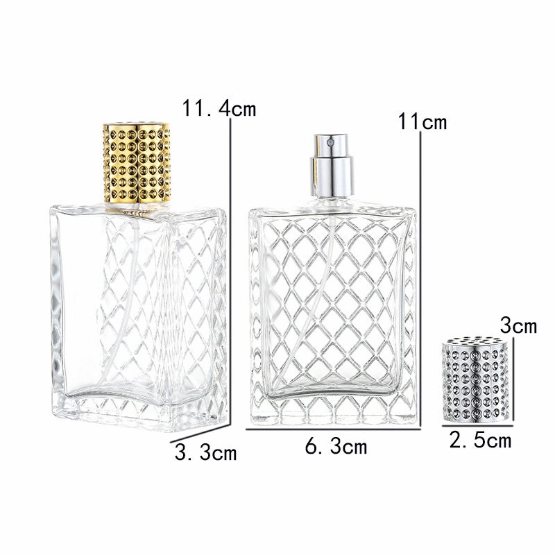 Ready Supply B066-100Ml Mesh Transparent Square Bottle Perfume Bottle Portable Cosmetics Repackaged Glass Empty Bottle - Image 3