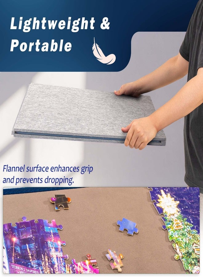 Tektalk Jigsaw Puzzle Board with 2-in-1 Designed Stand & Cover, Multi-Angle Adjustable Bracket & 6 Color Sorting Trays, Lightweight Portable Mat for Puzzle Storage Saver, Up to 1000 Pieces (Khaki) - Image 5