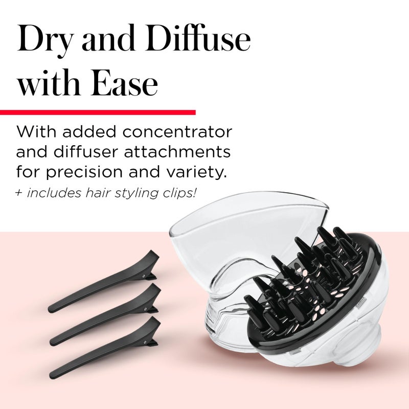 Revlon مجفف شعر ريفلون بالأشعة تحت الحمراء مع موزع | مجفف شعر بقوة 1875 واط بتقنية الحرارة تحت الحمراء لمنع الجفاف المفرط، والحفاظ على الرطوبة الطبيعية، وزيادة اللمعان والنعومة (أبيض) - Image 3