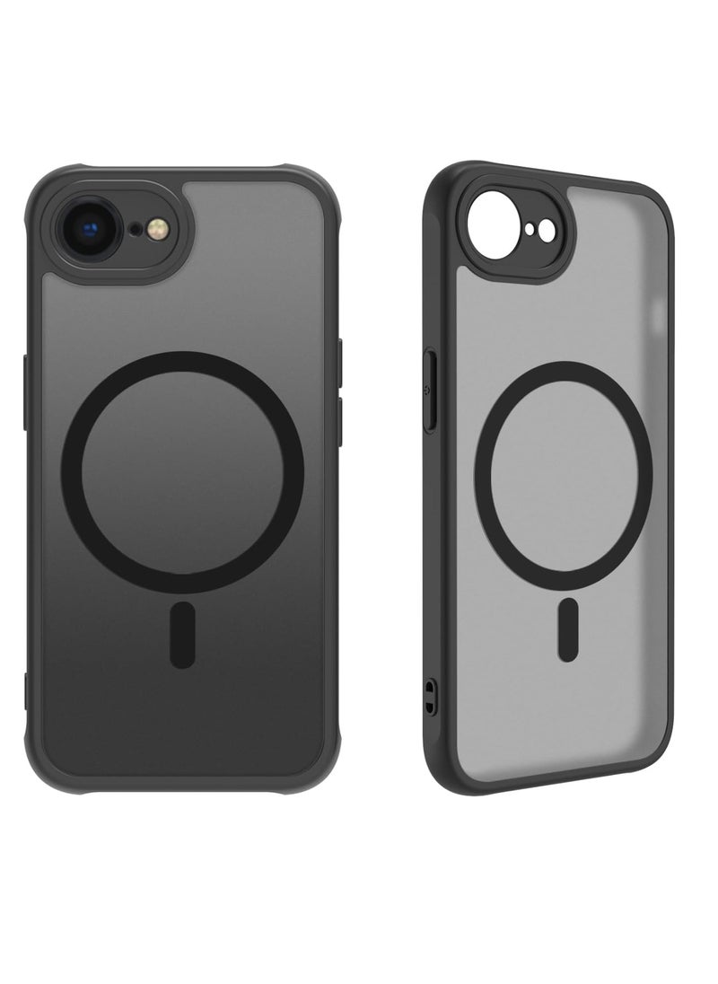 for iPhone 16E case with Magnetic, [Compatible with Magsafe] Comfortable Grip Feel Slim Translucent Shockproof Protective Case (Black)