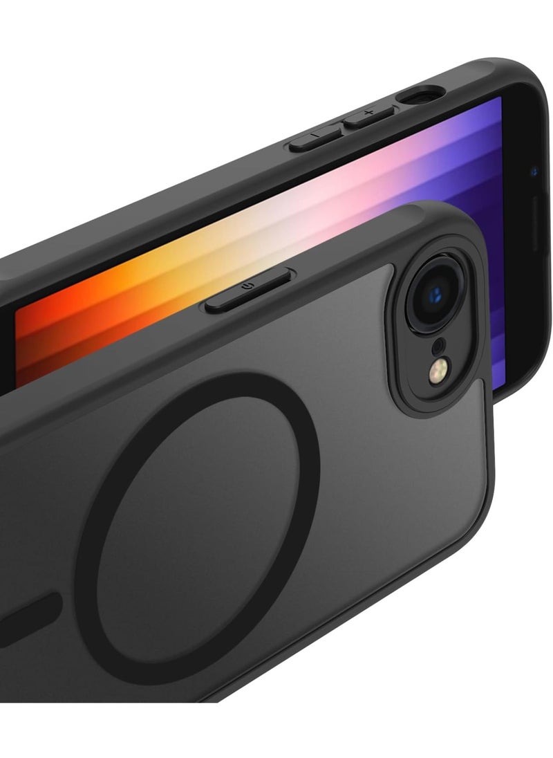 for iPhone 16E case with Magnetic, [Compatible with Magsafe] Comfortable Grip Feel Slim Translucent Shockproof Protective Case (Black)