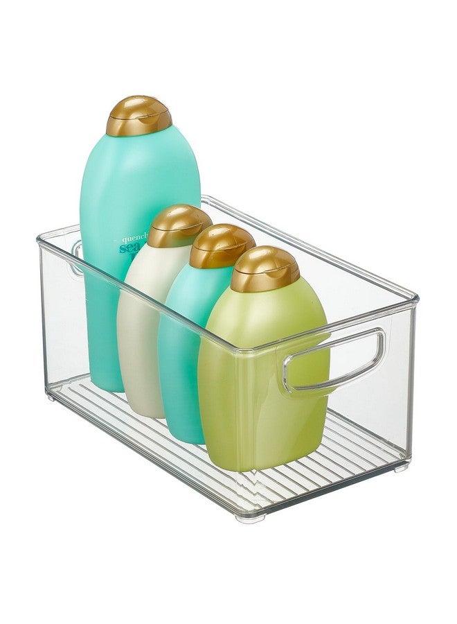 mDesign Plastic Storage Organizer Wide Container Bin with Handles for Bathroom, Home Organization - Holds Vitamins, Supplements, Makeup, Styling Tools - Ligne Collection - Clear - Image 1