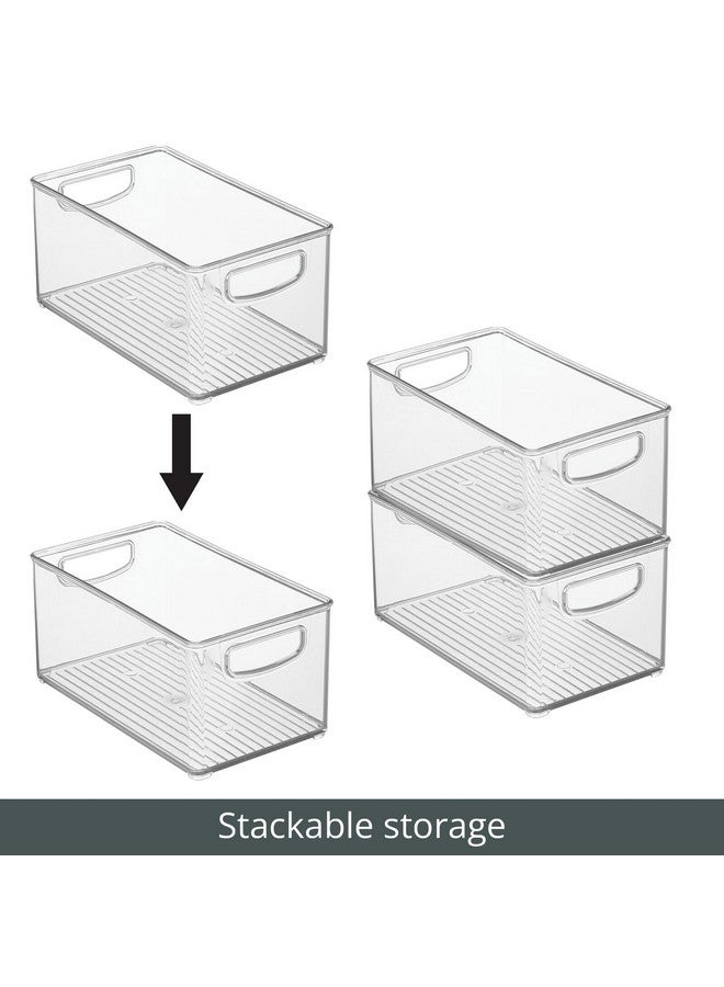 mDesign Plastic Storage Organizer Wide Container Bin with Handles for Bathroom, Home Organization - Holds Vitamins, Supplements, Makeup, Styling Tools - Ligne Collection - Clear - Image 4