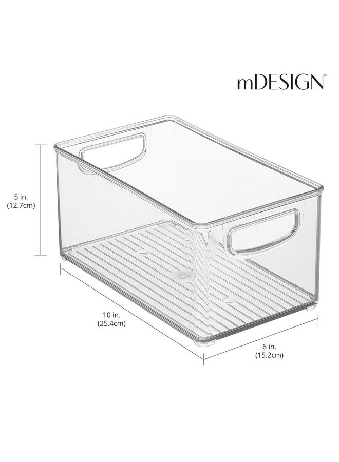 mDesign Plastic Storage Organizer Wide Container Bin with Handles for Bathroom, Home Organization - Holds Vitamins, Supplements, Makeup, Styling Tools - Ligne Collection - Clear - Image 3