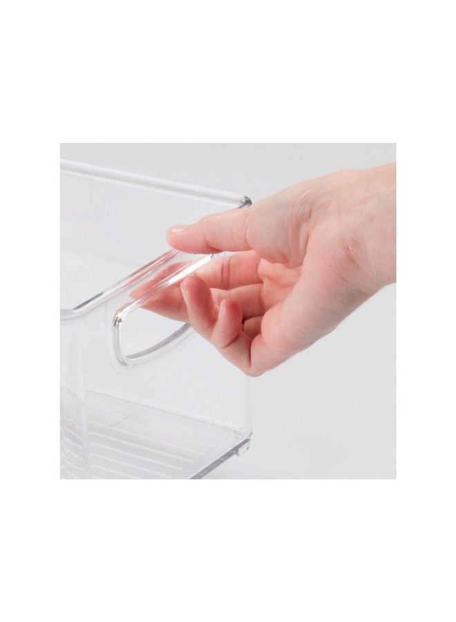 mDesign Plastic Storage Organizer Wide Container Bin with Handles for Bathroom, Home Organization - Holds Vitamins, Supplements, Makeup, Styling Tools - Ligne Collection - Clear - Image 5
