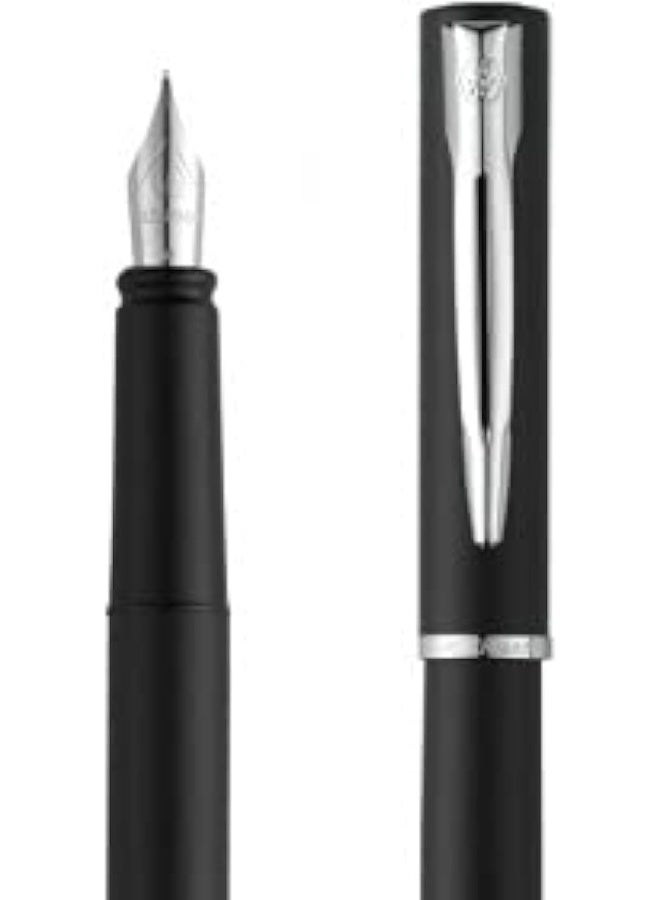 وترمان Waterman Graduate Allure Fountain Pen, Black Lacquer, Fine Nib, Blue Ink, Gift Box - Image 1