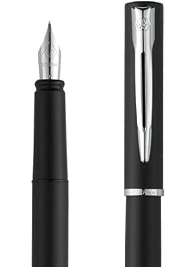 وترمان Waterman Graduate Allure Fountain Pen, Black Lacquer, Fine Nib, Blue Ink, Gift Box - Image 2