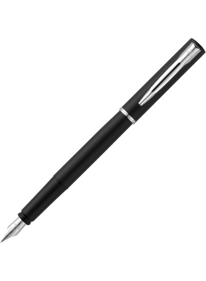وترمان Waterman Graduate Allure Fountain Pen, Black Lacquer, Fine Nib, Blue Ink, Gift Box - Image 3