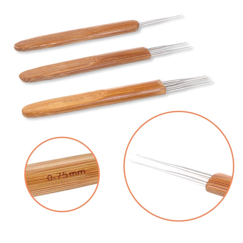 AUGSUN Dreadlock Crochet Hook Tool,Braid Hair Dreadlocks Needle Weaving Crochet for Braid Craft (0.75mm) - Image 3