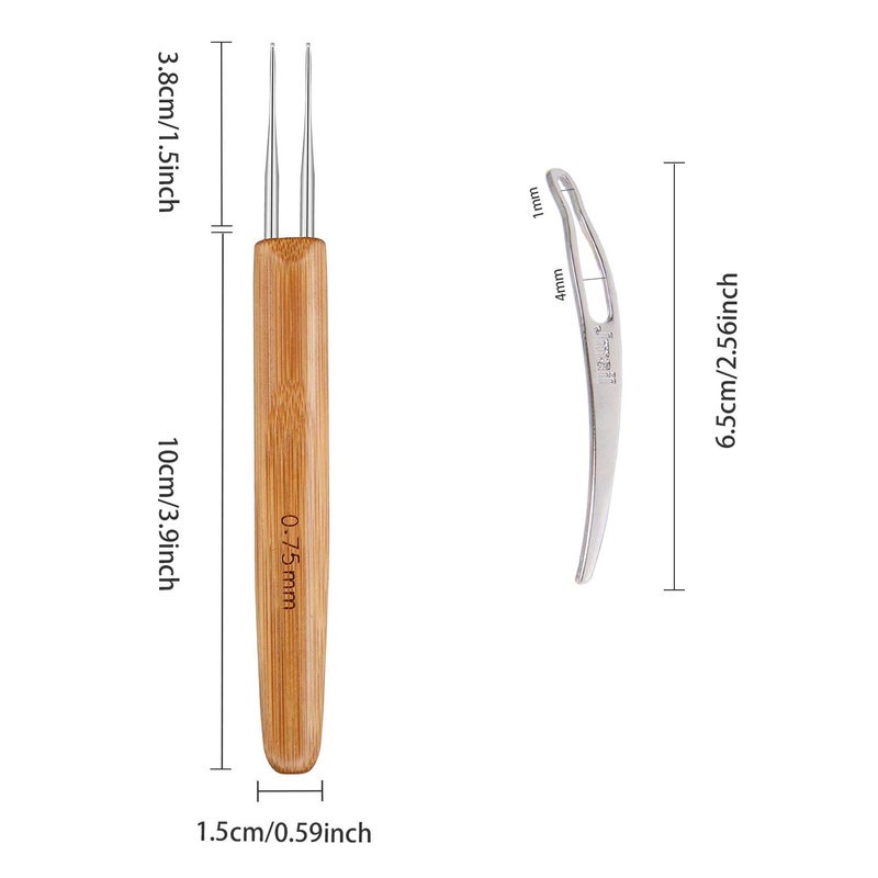 AUGSUN Dreadlock Crochet Hook Tool,Braid Hair Dreadlocks Needle Weaving Crochet for Braid Craft (0.75mm) - Image 2