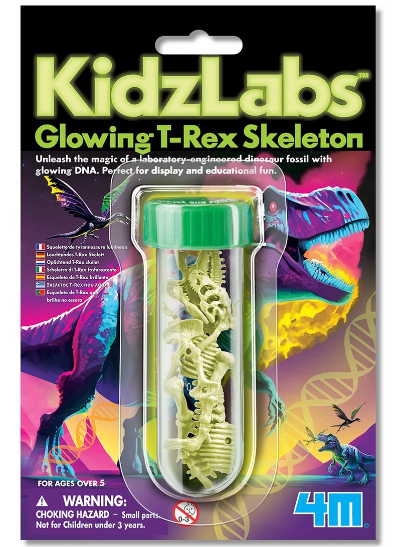 4M KidzLabs Glow T-Rex Skeleton – Assemble a 3D Glow-in-the-Dark Dinosaur Model – STEM Educational Toy for Kids Ages 8+ – Learn Paleontology & Prehistoric Fun | 00-03467 - Image 1