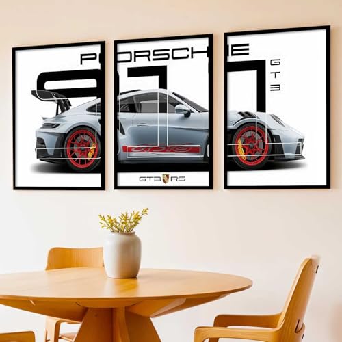 kotart Big Sports Car Framed Posters Gift Items for Boys Room Wall Decoration Bedroom Living Room Office Studio Décor | Car Poster Frame for Wall Décor Set Of 3 Size (13 X 17 inch) - Image 1