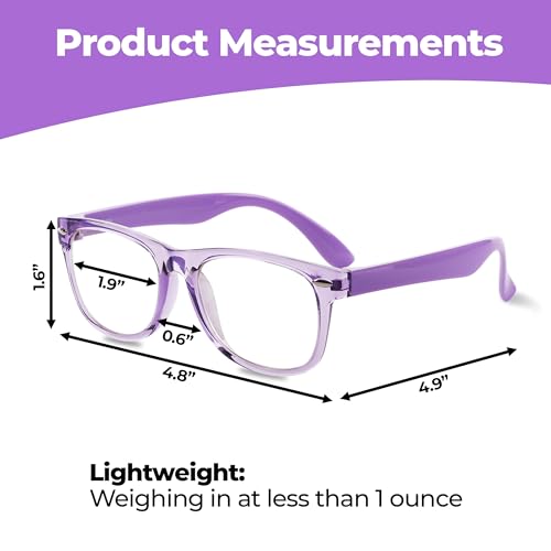 GALVANOX Kids Fake Glasses - Non Prescription Clear Lens Eyeglasses, TR90 Frame with Shatterproof Lenses (Suitable for Children Ages-3-12) Purple - Image 2