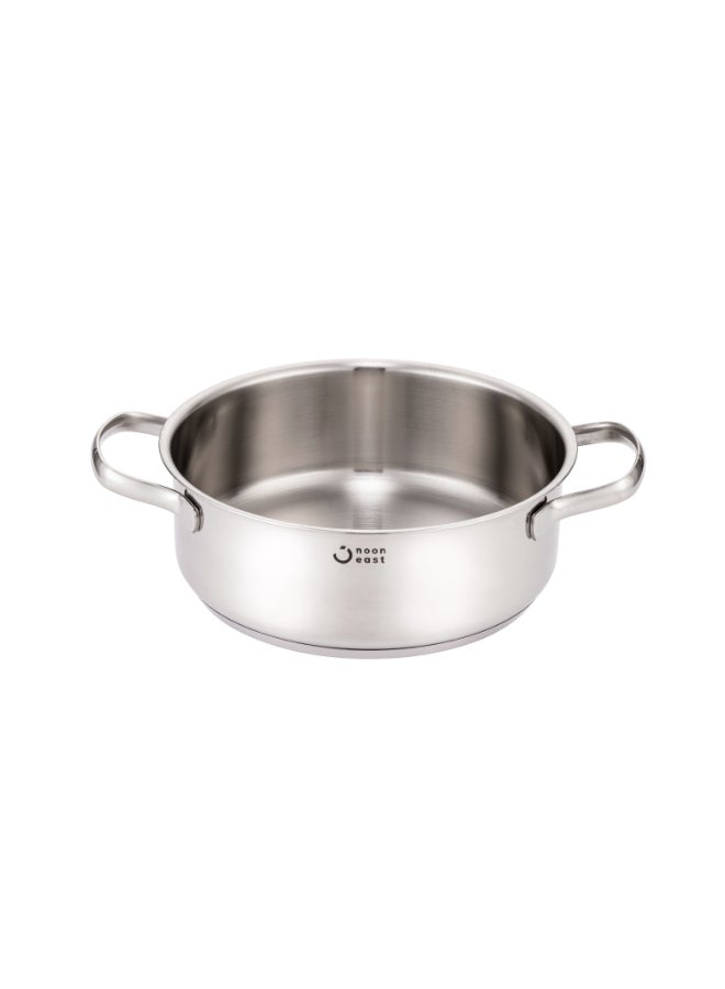 ايست من نون 11 Piece Triply Stainless Steel Cookware Set, set includes 1x14cm Saucepan, 1x16cm Casserole with lid, 1x20cm Casserole with lid, 1x20cm Low Casserole, 1x Foldable Steamer, 1x24cm Casserole with Lid, 1x20cm non-stick covered Frypan, 1x24cm non-stick covered Frypan, Induction Compatible, Dishwasher Safe - Image 5