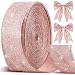 Cindeer 50 Yards Halloween Glitter Rose Gold Ribbon 25 Inch Christmas Diamond Bling Wired Edge Ribbon Holiday Fabric Bow Decorative for Home Festival Party Gift Wrapping Present DIY Crafts - Image 2