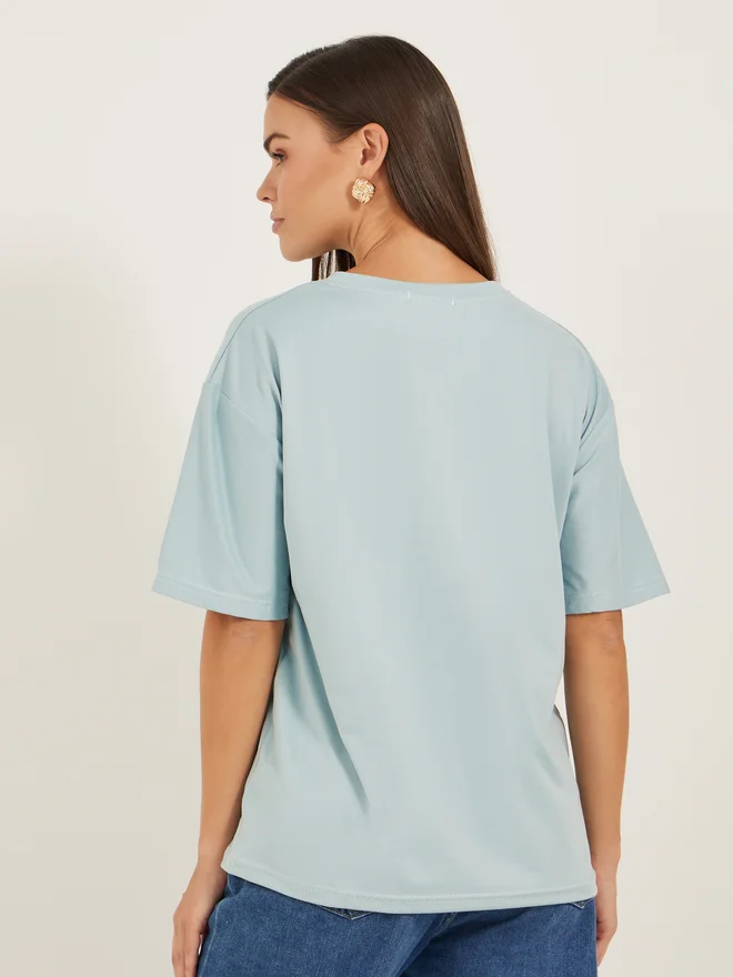 Styli Styli Slogan Print Short Sleeve Oversized T-Shirt