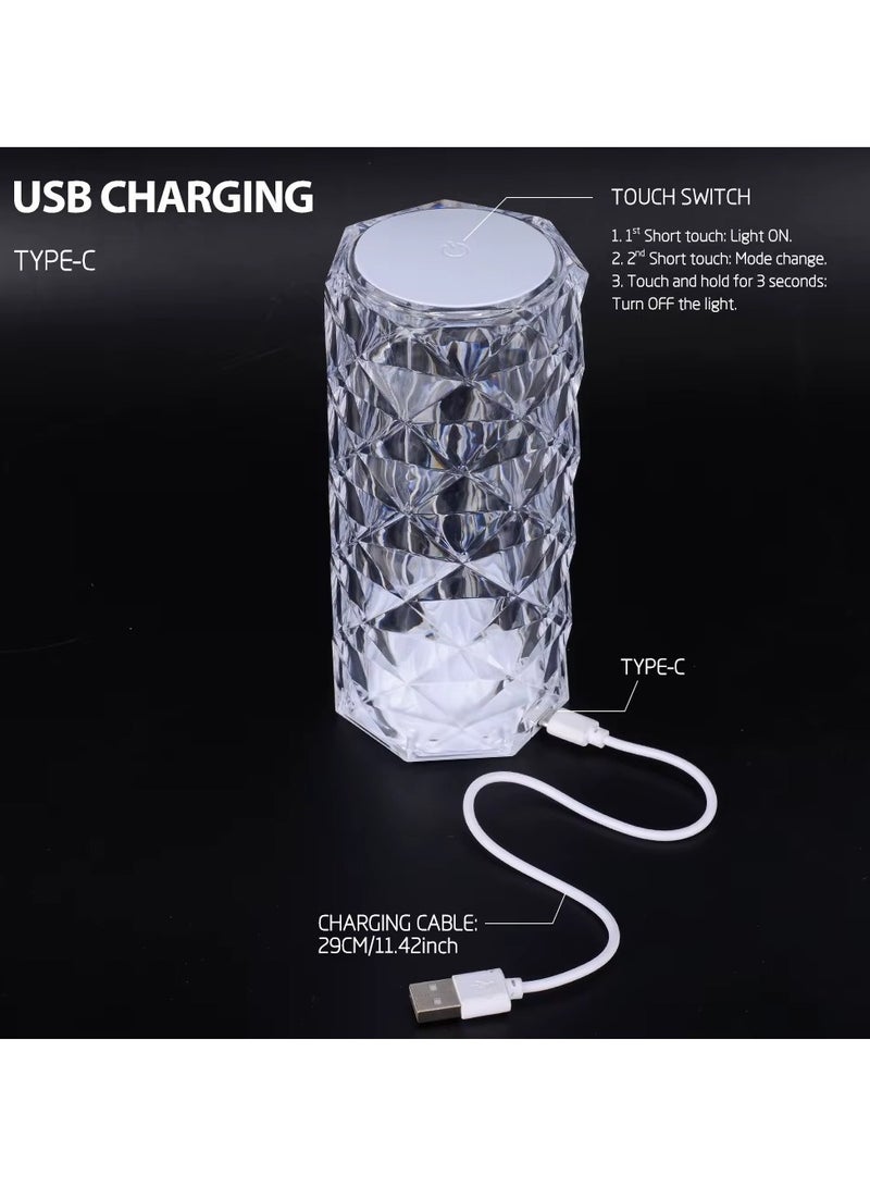مصباح كريستال ليلي بإضاءة، مزود بتحكم باللمس وجهاز تحكم عن بعد، سطوع قابل للتعديل، RGB بـ ١٦ لونًا، بطارية تدوم ١٢ ساعة، زينة رمضان وعيد، مناسب للمنزل والمطاعم (أسطواني). - view 5