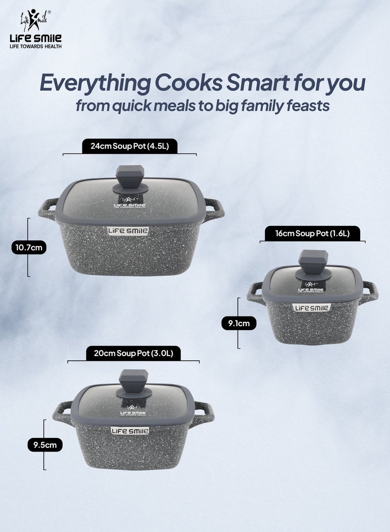 Life Smile Granite Nonstick Cookware Set with Lids – Induction Compatible Aluminum Pots, PFOA-Free, Scratch Resistant - Image 3