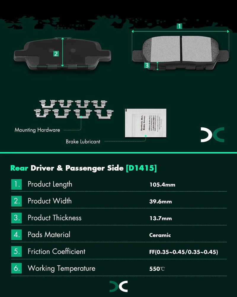 SCITOO D1649 D1415 Ceramic Brake Pads Set for INFINITI JX35 & Nissan Murano/Pathfinder - Image 4