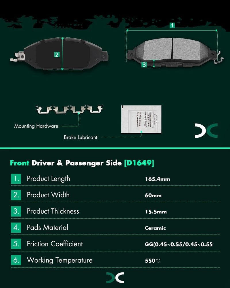 SCITOO D1649 D1415 Ceramic Brake Pads Set for INFINITI JX35 & Nissan Murano/Pathfinder - Image 3