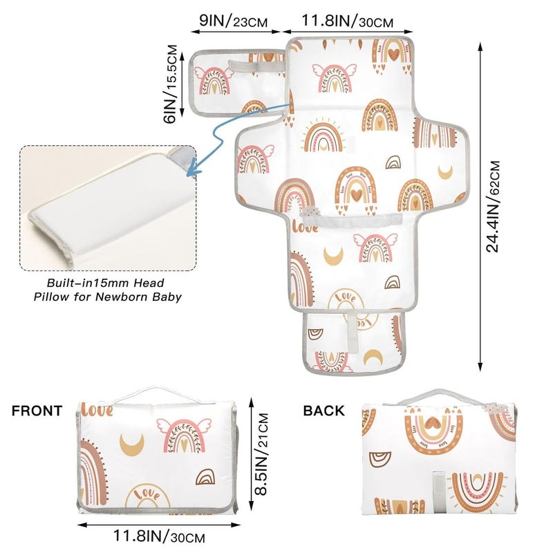 BOESI Boho Rainbow Portable Changing Pad Baby Changing Pad Waterproof Diaper Changing Travel Bag for Boys and Girls - Image 3