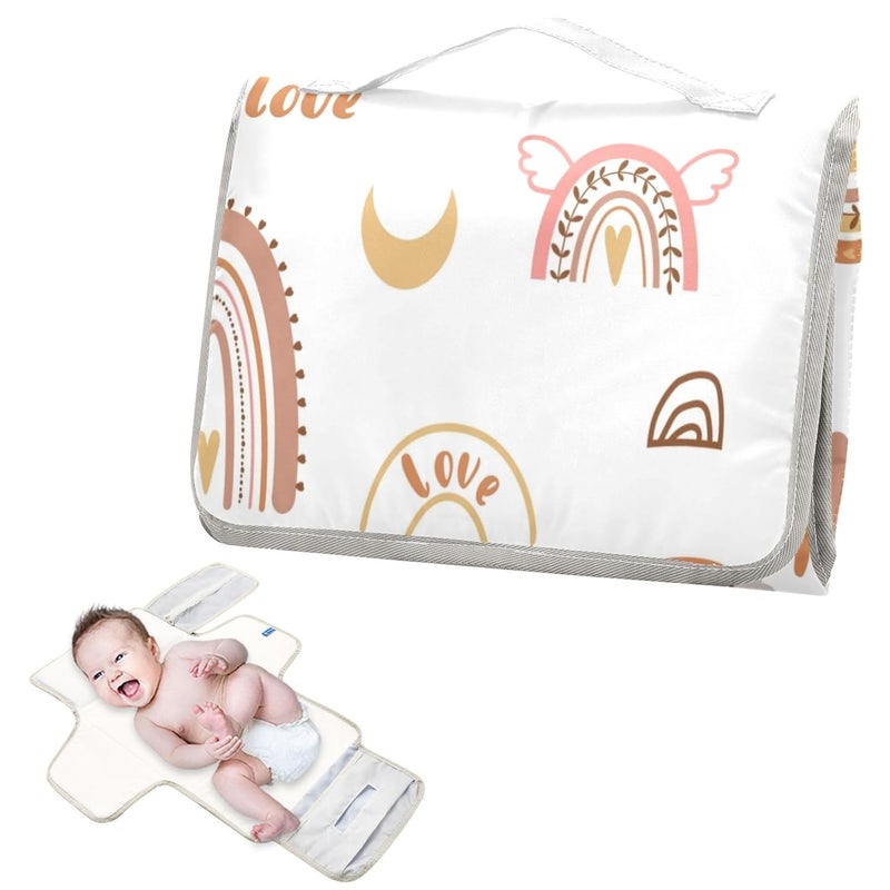 BOESI Boho Rainbow Portable Changing Pad Baby Changing Pad Waterproof Diaper Changing Travel Bag for Boys and Girls - Image 4