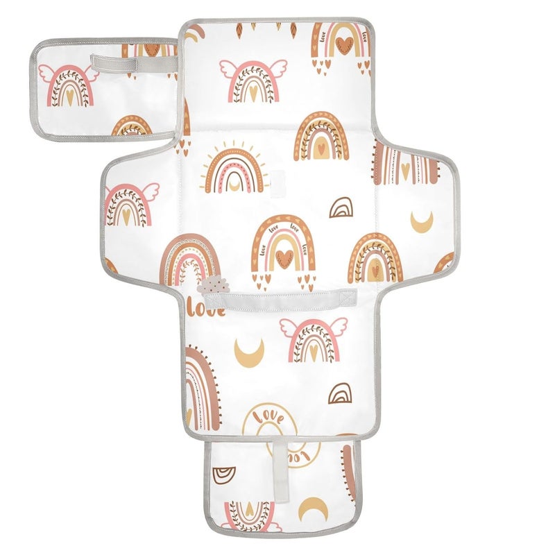 BOESI Boho Rainbow Portable Changing Pad Baby Changing Pad Waterproof Diaper Changing Travel Bag for Boys and Girls - Image 1