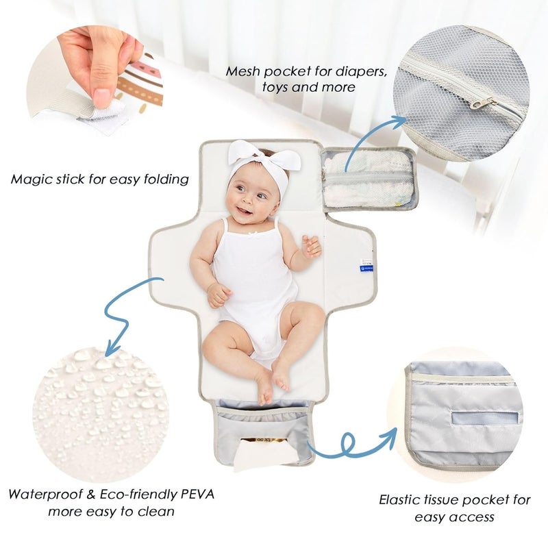 BOESI Boho Rainbow Portable Changing Pad Baby Changing Pad Waterproof Diaper Changing Travel Bag for Boys and Girls - Image 5